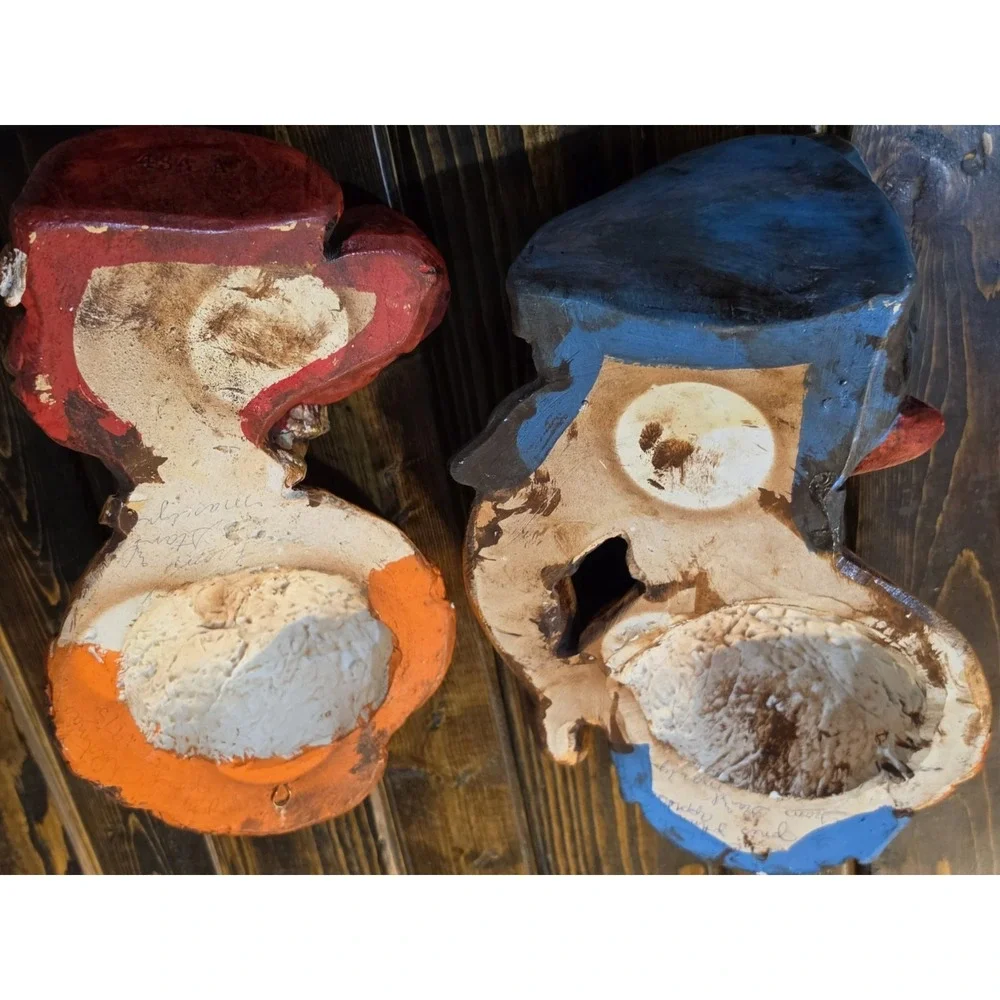 Vintage‎ Pair Raggedy Ann and Andy Face Chalkware Plaster Wall Decor Plaques